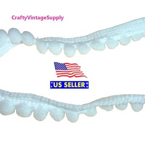 2 yards white pom pom sewing ribbon trim for diy crafts