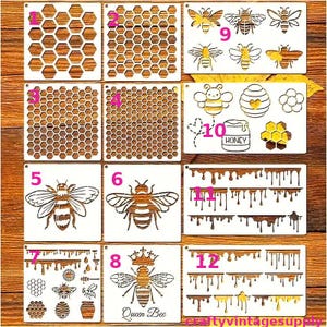 Bee kind queen honey honeycomb pot sweet stencil for tile and crafts  6&quot; x 6&quot;   (z44)
