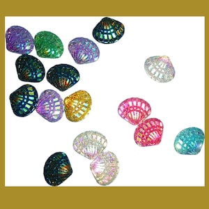 Conchas de mar perla de ostra, pequeño cabujón nacarado con reverso plano rosa azul blanco negro 20 nail art (P37O)