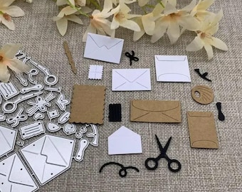 35pcs envelope office supplies scissors mail metal die cut cutting dies