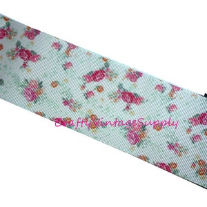 Pink orange roses rosebud flowers grosgrain ribbon 2&quot; wide 4 yards (V112)
