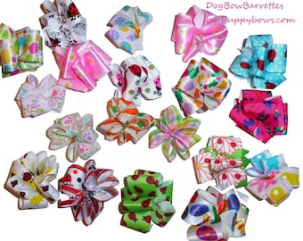 Puppy bows ~ easter spring party puffs dog grooming bows -  all new ribbon colors!