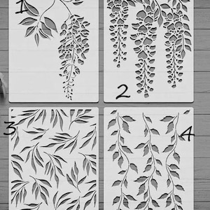 Plantilla de glicina con diseño de corazones sangrantes para azulejos y manualidades, 28 x 20 cm, diseño geométrico de hojas de enredadera.