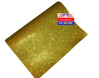 Gelb gold Glitzer Stoffbogen in Kunstleder zum basteln von Haarschleifen