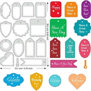 Journaling scrapbook labels tags design shapes metal cutting dies cut cutter die