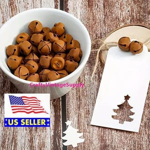50pcs rustic jingle bells 1/2" brown distressed country charm