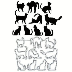 Katze Kätzchen Konfetti 10 Stück Metall Handwerk Schablonen gestanzte Papiermaschinen Schneider Stanzmesser