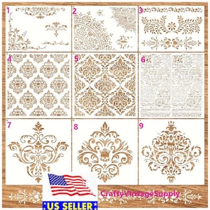 Damask skull art deco 11" x 8" or 12x12 stencil  designs for tile & crafts