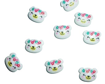 10 punaises witte glitter bloem beren punaises diverse kleuren decorateur prikbord punaises (V35)