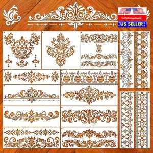 15pcs 23 patterns Damask Renaissance & Baroque multi size stencils scrollwork