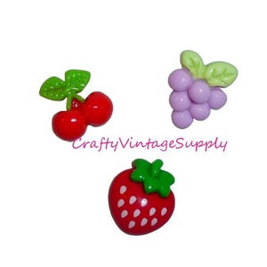 10 thumbtacks grapes, cherries or strawberries push pins assorted colors decorator message bulletin board thumb tacks