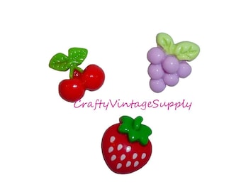 10 chinchetas de uvas, cerezas o fresas, chinchetas de colores surtidos, chinchetas decorativas para tablones de anuncios