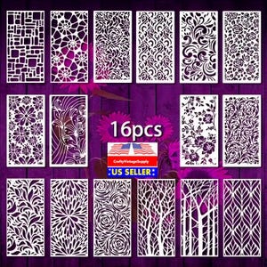 16pcs geometric flowers & nature stencils for tile crafts 8.5" x 4"