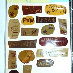 Daisy hill dog word puppy bone scrapbook dome stickers (U16B)