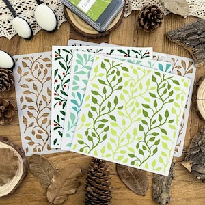 Leaf vine berries leaves vines diy craft tile stencil 6" x 6"