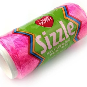 Yarn Red Heart Sizzle Crochet Thread 146-8700 Bright Pink 100 yards  (P10)