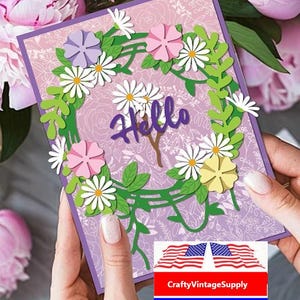 Laurel wreath daisy flowers greenery metal cutting dies cut cutter die