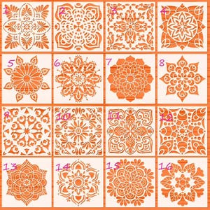 Moroccan italian mexican style stencil for tile and crafts  6"x6"