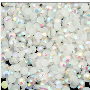 White AB iridescent 4mm gems beads glue on 9 grams (T24)