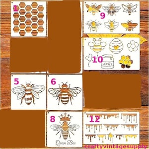 Bee kind queen honey honeycomb pot sweet stencil YOU CHOOSE 6" x 6"
