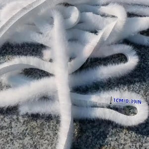 Artificial diy white fur glue on or sewing ribbon trim flat back 2 yard x 3/8"