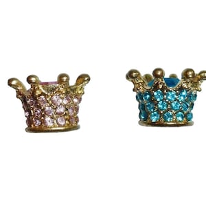 Liten mini dockkrona hårspänne med blå eller rosa strass (xa62)