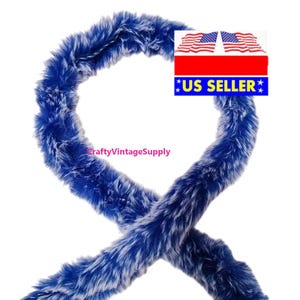 Puede incluir: Borde de piel sintética azul y blanco, un borde suave y esponjoso para proyectos de manualidades y decoración del hogar.  US SELLER.