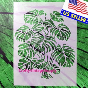Monstera tropical palm leaves stencil for tile and crafts 9" x 6"