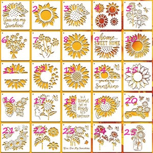 Pochoirs assortis pour scrapbooking et cartes, motif tournesol, 15 x 15 cm, diamètre 6 pouces.