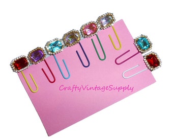 Strass kleurrijke 2" paperclips 8 stuks uniek cadeau-idee (Xa35)