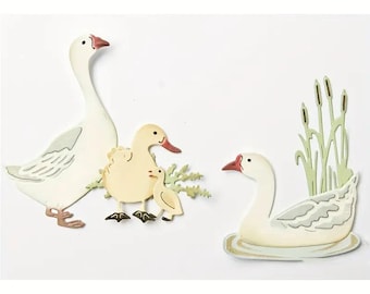 Máquina cortadora de papel troquelada para manualidades de metal con forma de familia de gansos