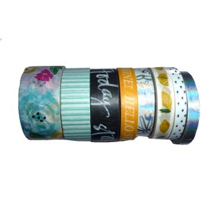 Ruban adhésif washi 8 pièces Heidi swapp motif « Nouveau départ » couleur argent citrons soleil