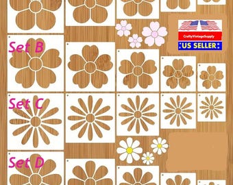 YOU CHOOSE Daisy flowers set of 5 different size stencils Girl's rooms she-sheds