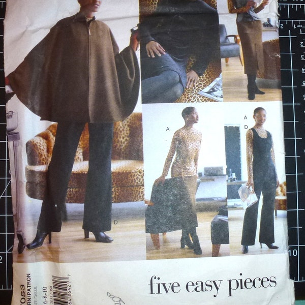 Vogue five easy pieces sewing pattern 2053 FREE SHIP! Size 6 8 10  wool fleece cape poncho work skirt jumpsuit