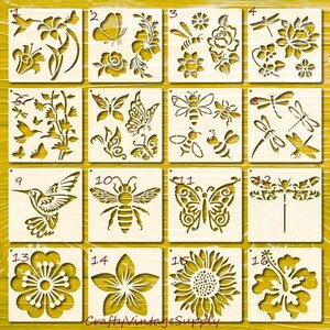 Bijen libel bloemen plakboek notitiekaart stencil voor tegelknutselen 5 x 5 inch (y13)