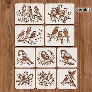10pcs Bird Swallows Finches stencils for Journals Coloring Tiles Chickadee