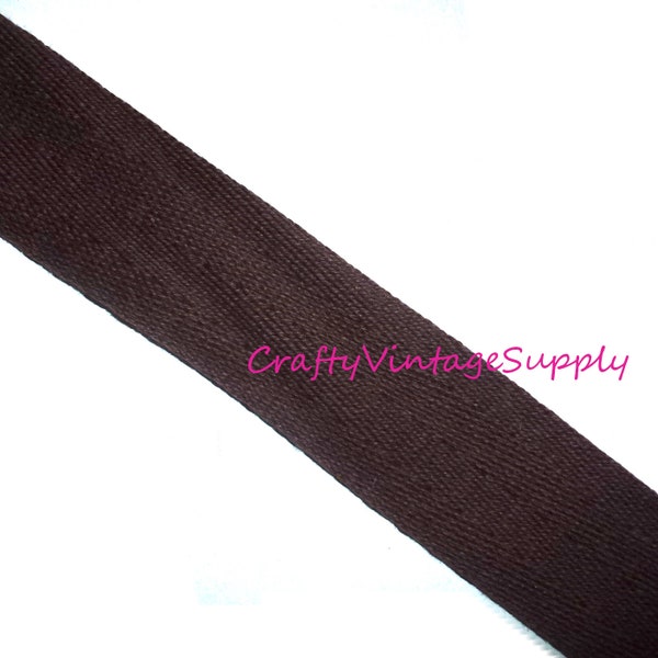 Simplicity brown cotton woven twill tape ribbon trim 1" x 3 Yards (w18)