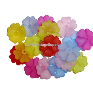 18 Stück Acryl-Knöpfe matt Sakura Daisy Blumen Center Hole Perlen Knöpfe