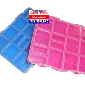 Blue or pink rectangle containers plastic case storage  beads diamond paint box