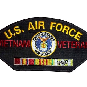 U.S. Air Force Vietnam Veteran shield ribbons patch black oval shape 6"