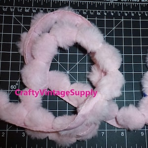 1 yard pink pom pom faux fur trim artificial furry strip sewing crafts diy