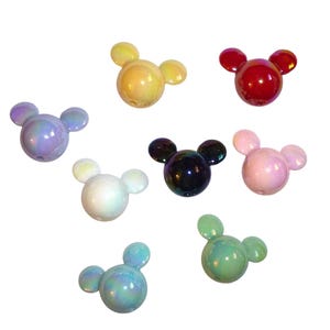 15pcs mickey head beads 30mm acrylic mouse multicolor ab black pink yellow