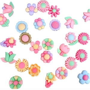 10 thumbtacks  flowers push pins assorted colors decorator message board thumb tacks (P42E)
