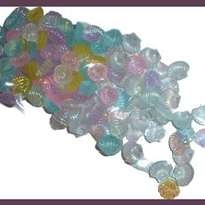 Conchas marinas, ostras súper diminutas iridiscentes rosa azul blanco 50 piezas arte de uñas (P40H)