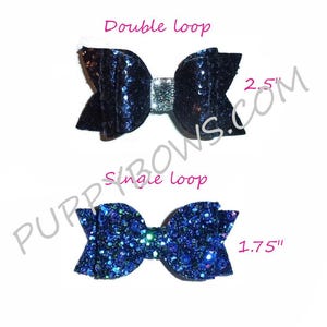 Puppy bows ~  blues small glitter pet dog hair bow bands or clip (gl1)