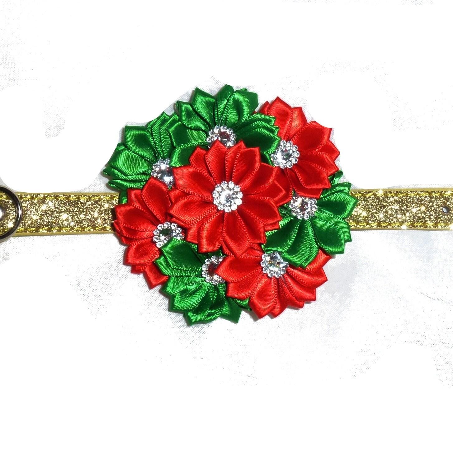 子犬用リボン～シャビーシックな小型犬用リボンクリスマスカラー