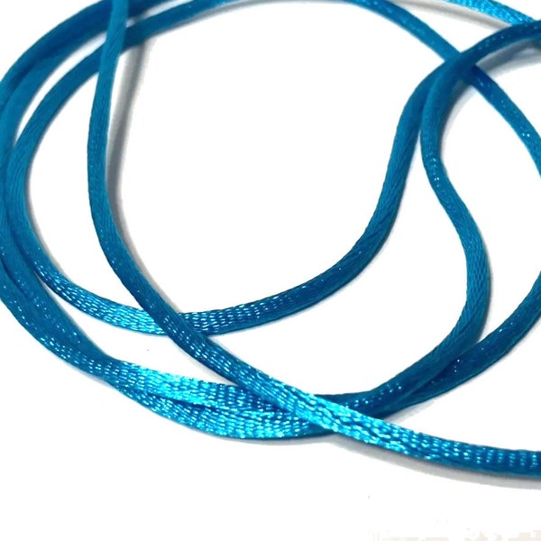 Offray trim 3 yards cord 1/8" Aegean medium teal blue (W71)