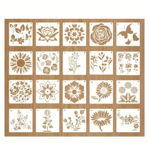 Papier cadeau pour carte de correspondance, pochoirs Flora Flowers Pochoir pour carrelage et travaux manuels 6 x 6 po (Y8)
