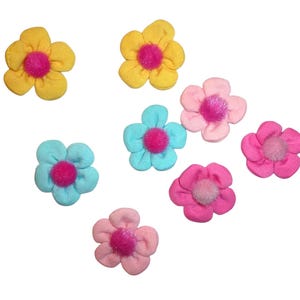 8pcs fabric daisy flower fuzzy centers 2&quot; felt padded appliques