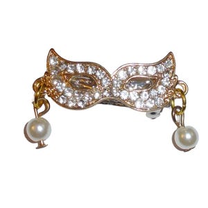 Gold rhinestone pearl masquerade ball mask jewelry charm connector pendant
